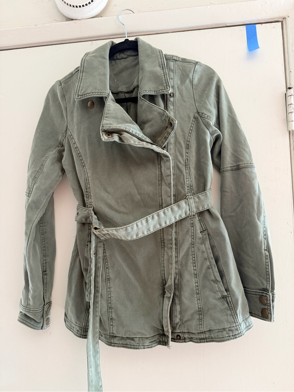 Women's Olive Utility Belted Jacket